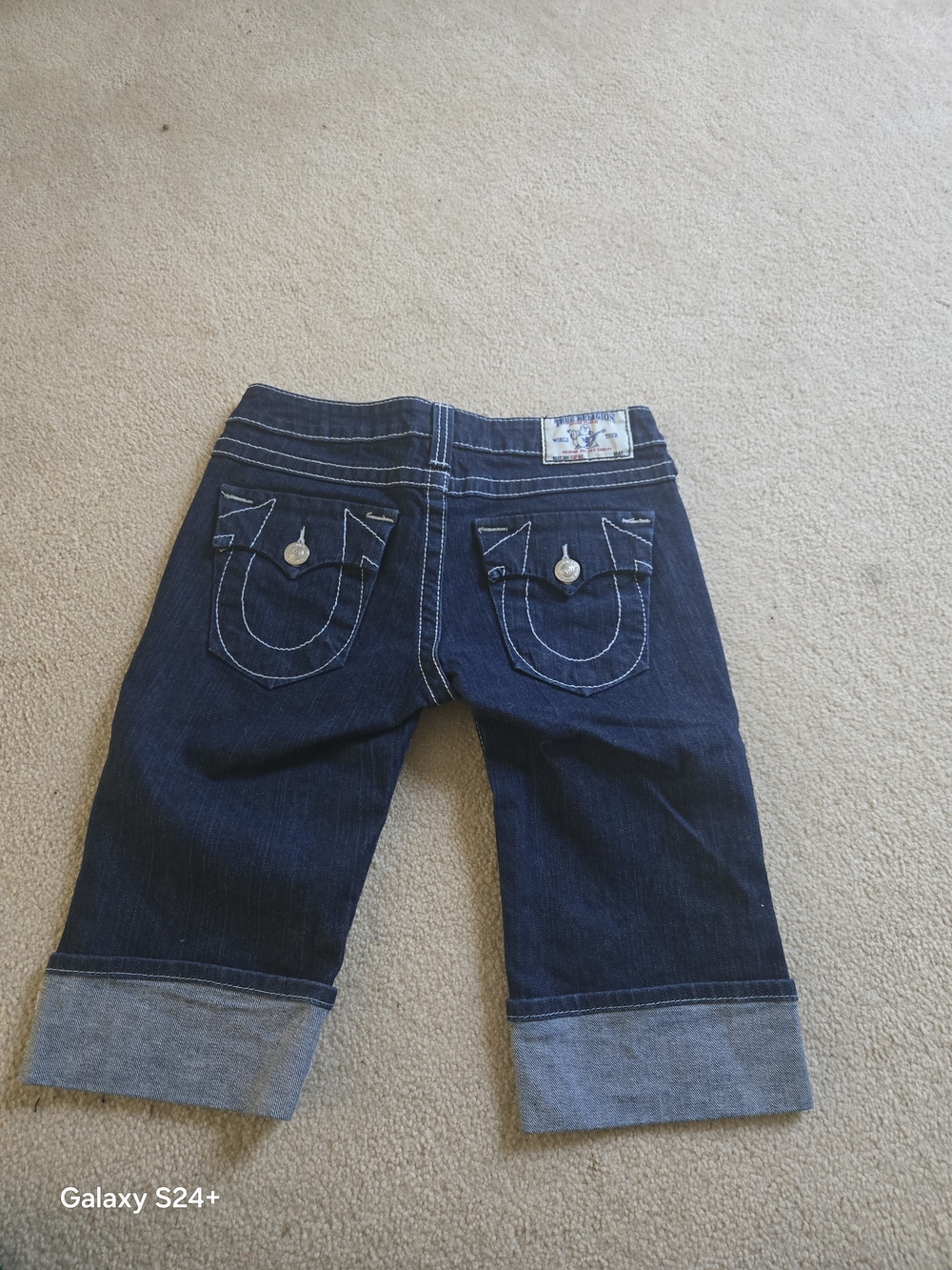 True Religion Dark Indigo Cuffed Denim Bermuda Shorts